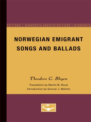cover image of Norwegian Emigrant Songs and Ballads